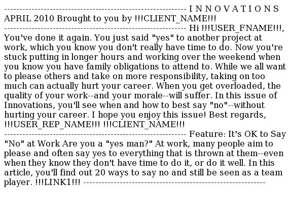 Innovations: Just say no
